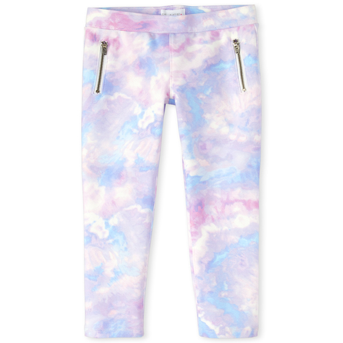 

Girls Tie Dye Zip Ponte Knit Pull On Jeggings - Pink - The Children's Place