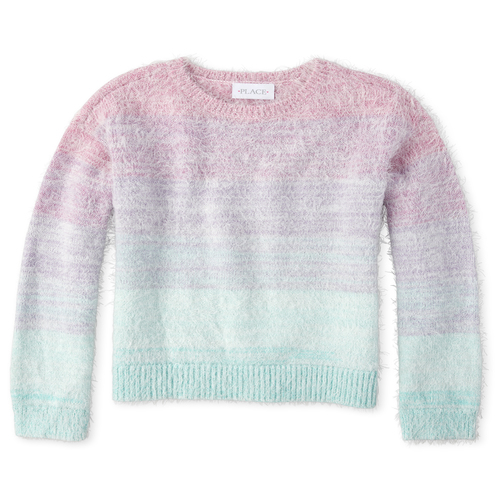 

Girls Metallic Ombre Eyelash Sweater - Purple - The Children's Place
