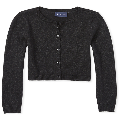 

Girls Glitter Cardigan - Black Sweater - The Children's Place