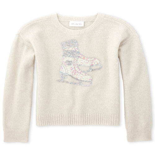 

Girls Embellished Sweater - White - The Children's Place