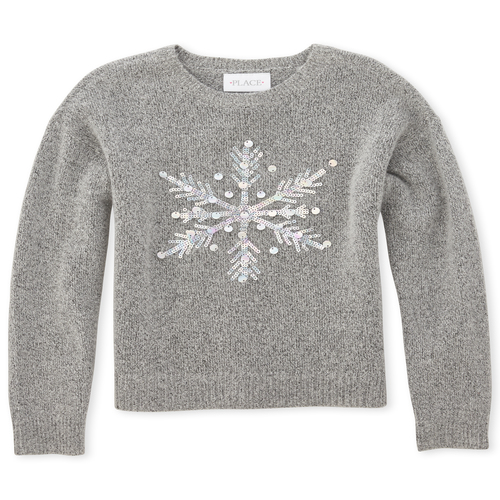 

Girls Embellished Sweater - Gray - The Children's Place