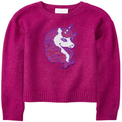 

Girls Flip Sequin Unicorn Sweater - Pink - The Children's Place
