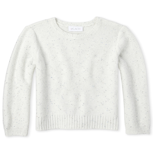

Girls Sequin Sweater - White - The Children's Place