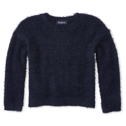

Girls Glitter Eyelash Sweater - Blue - The Children's Place