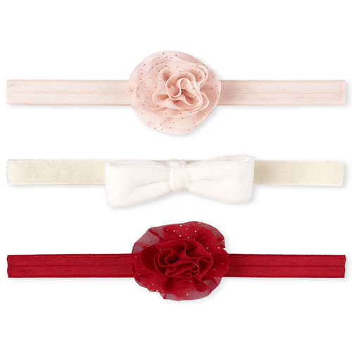 

Newborn Baby Glitter Flower Bow Headwrap 3-Pack - Multi - The Children's Place
