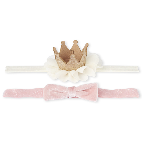 

Newborn Baby Glitter Flower Crown Headwrap 2-Pack - Metallic - The Children's Place