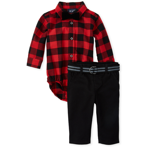 

Newborn Baby Boys Buffalo Plaid Matching Outfit Set - Red - The Children's Place
