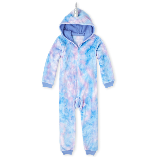 

s Narwhal Matching Fleece One Piece Pajamas - Blue - The Children's Place