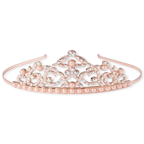 

Girls Rhinestud Tiara Metal Headband - Metallic - The Children's Place