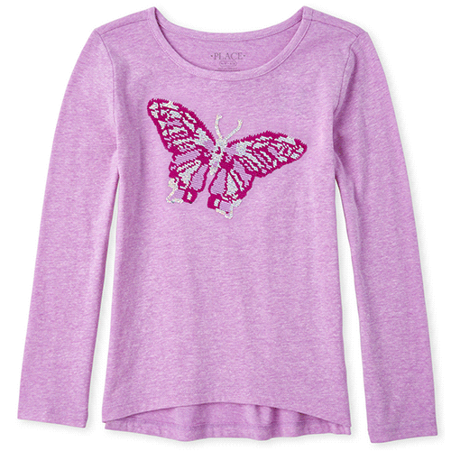 

Girls Flip Sequin High Low Top - Purple - The Children's Place
