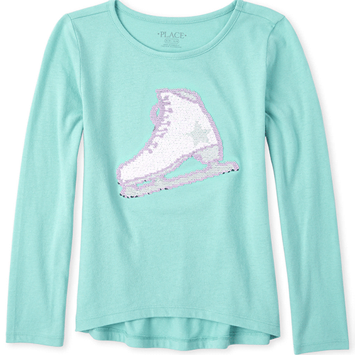 

Girls Flip Sequin High Low Top - Green - The Children's Place