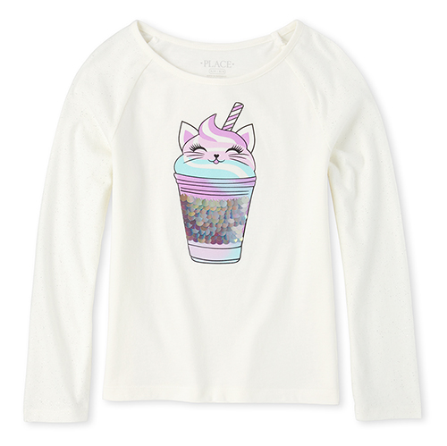 

Girls Glitter Top - White - The Children's Place