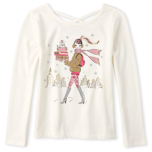 

Girls Flip Sequin Cross Back Top - White - The Children's Place