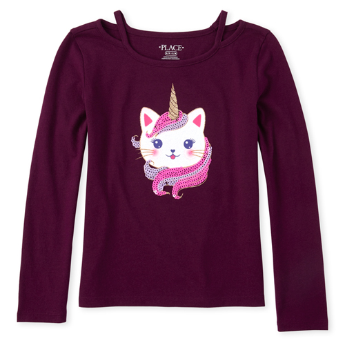 

Girls Sequin Cut Out Top - Purple - The Children's Place