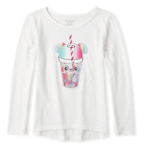 

Girls Shakey Panda Frappe High Low Top - White - The Children's Place