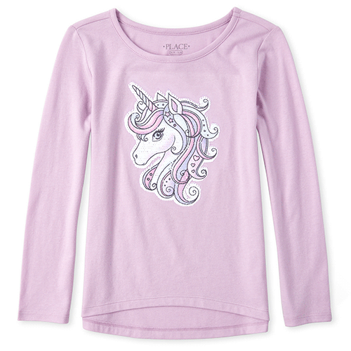 

Girls Flip Sequin High Low Top - Purple - The Children's Place