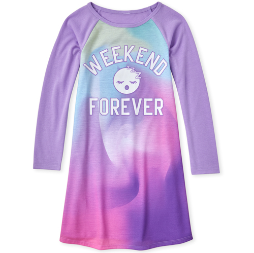

Girls Glow Weekend Emoji Nightgown - Purple - The Children's Place
