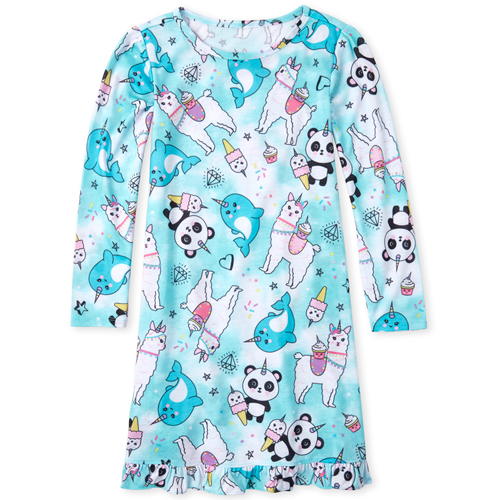 

Girls Magical Creatures Nightgown - Blue - The Children's Place