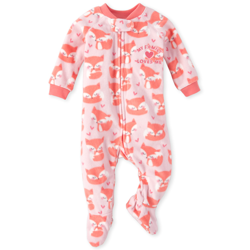 

s Baby And Toddler Family Fox Fleece One Piece Pajamas - Pink - The Children's Place