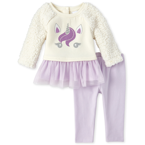 

s Baby Glitter Unicorn 2-Piece Outfit - Purple - The Children's Place