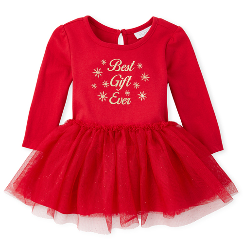 

Newborn Baby Foil Best Gift Ever Tutu Bodysuit - Red - The Children's Place