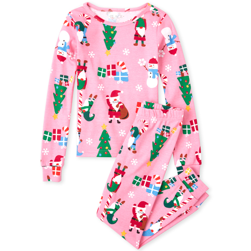 

s Gnome For The Holidays Matching Snug Fit Cotton Pajamas - Pink - The Children's Place