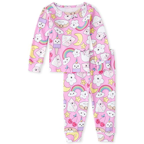 

s Baby And Toddler Rainbow Squishies Matching Snug Fit Cotton Pajamas - Pink - The Children's Place