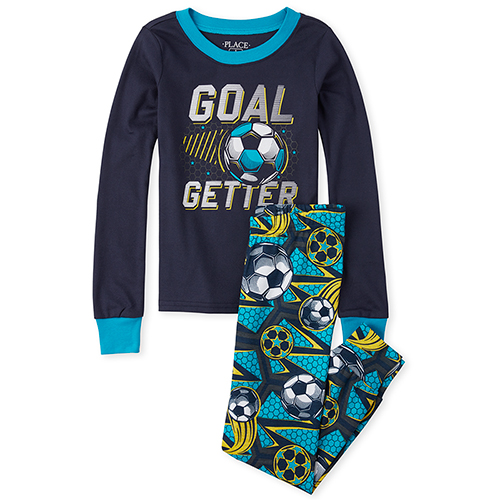 

s Boys Glow Soccer Snug Fit Cotton Pajamas - Blue - The Children's Place