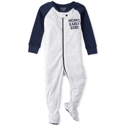 

s Baby And Toddler Boys Mom's Early Bird Snug Fit Cotton One Piece Pajamas - Gray - The Children's Place