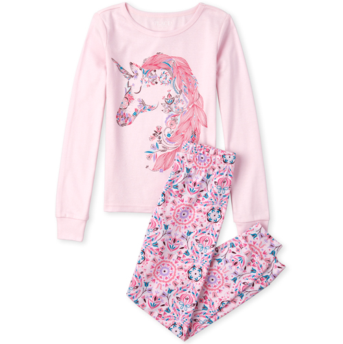 

s Floral Unicorn Snug Fit Cotton Pajamas - Purple - The Children's Place
