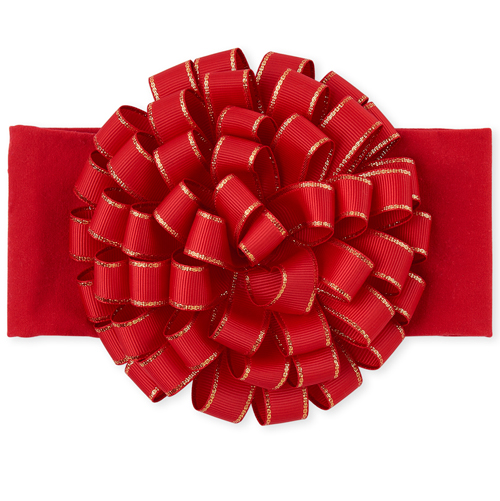 

Newborn Baby Glitter Christmas Bow Headwrap - Red - The Children's Place