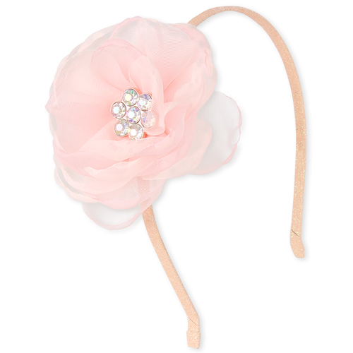 

Girls Rhinestud Flower Headband - Pink - The Children's Place