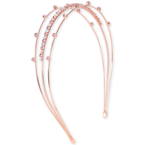 

Girls Rhinestud Triple Row Metal Headband - Metallic - The Children's Place