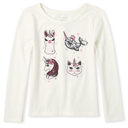 

Girls Embellished Top - White - The Children's Place