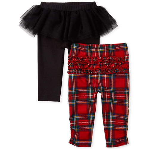 

Newborn Baby Plaid Tutu Pants 2-Pack - Black - The Children's Place