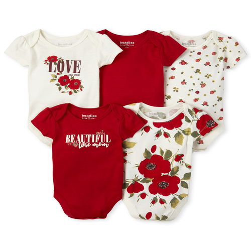 

Newborn Baby Floral Graphic Bodysuit 5-Pack - White - The Children's Place