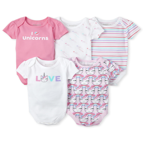 

s Baby Unicorn Graphic Bodysuit 5-Pack - White - The Children's Place