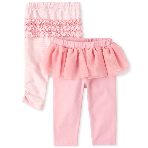 

Newborn Baby Striped Tutu Pants 2-Pack - Pink - The Children's Place