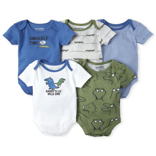 

s Baby Boys Reptile Bodysuit 5-Pack - White - The Children's Place
