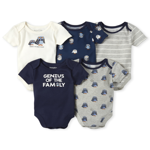 

Newborn Baby Boys Owl Bodysuit 5-Pack - Blue - The Children's Place