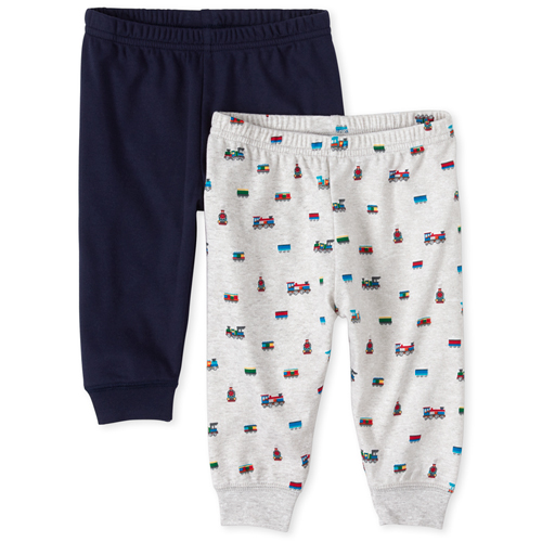 

Newborn Baby Boys Train Pants 2-Pack - Blue - The Children's Place