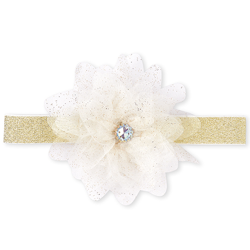 

Baby Girls Toddler Glitter Flower Headwrap - White - The Children's Place