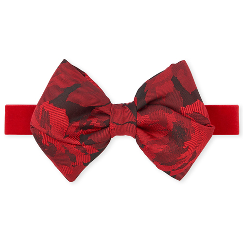 

Newborn Baby Print Bow Flocked Headwrap - Red - The Children's Place