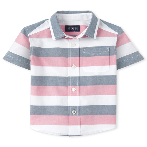 

s Baby And Toddler Boys Striped Oxford Matching Button Down Shirt - Pink - The Children's Place