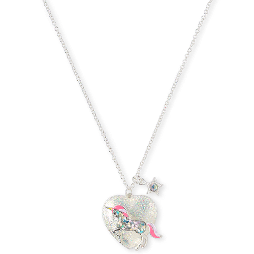 

Girls Glitter Unicorn Heart Necklace - Multi - The Children's Place