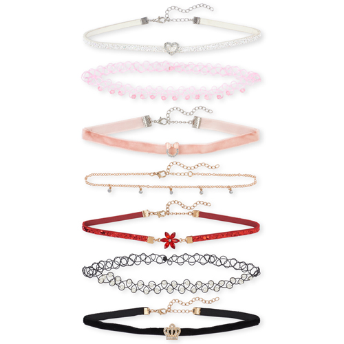 

Girls Embellished Velvet Choker Necklace 7-Pack - Multi - The Children's Place