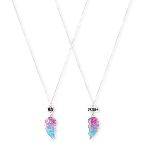 

Girls Glitter Heart Bff Necklace 2-Pack - Multi - The Children's Place