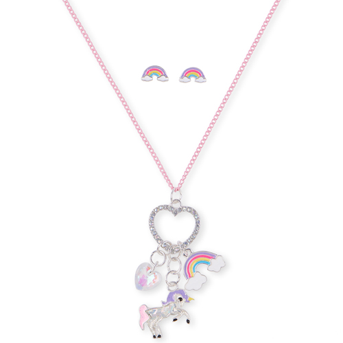 

Girls Rainbow Unicorn Necklace And Earrings Set - Multi - The Children's Place