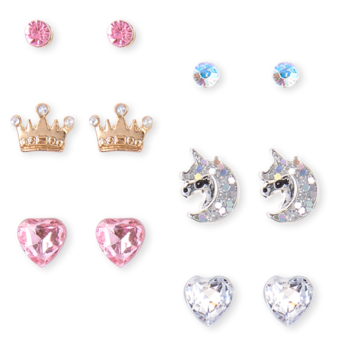 

Girls Unicorn Crown Earrings 6-Pack - Multi - The Children's Place