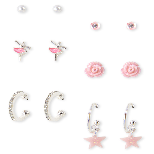 

Girls Glitter Ballerina Earrings 6-Pack - Multi - The Children's Place